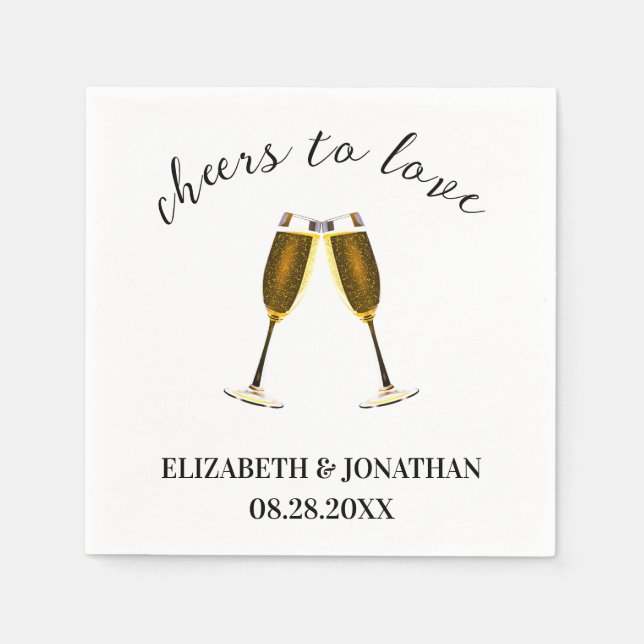 Cheers To Love Champagne Glasses Napkin (Front)