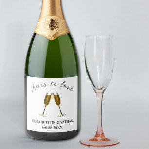 Cheers To Love Champagne Glasses Sparkling Wine Label