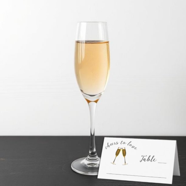 Cheers To Love Champagne Glasses Wedding Reception Place Card (Creator Uploaded)
