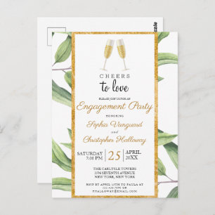Cheers to Love Champagne Greenery Engagement Party Postcard