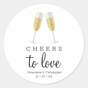 Cheers to Love Champagne Toast Wedding Classic Round Sticker
