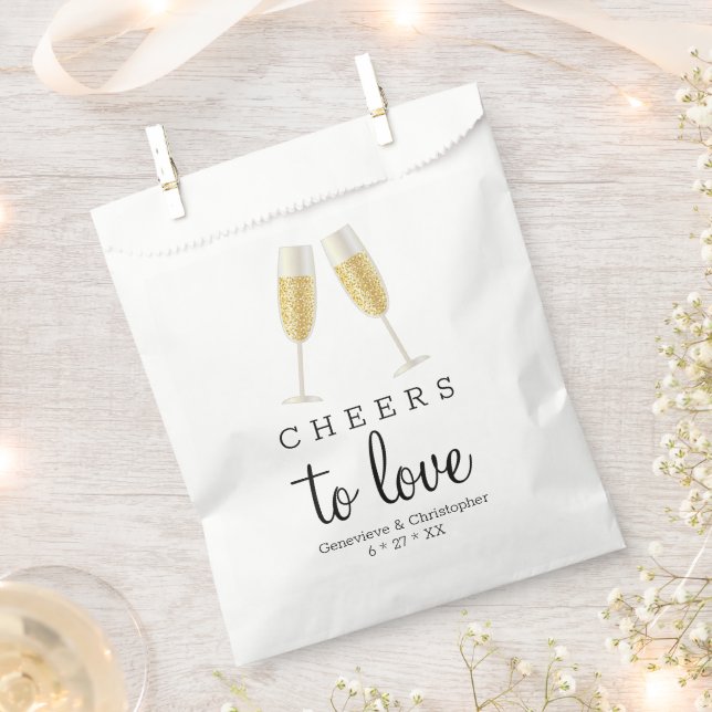 Cheers to Love Champagne Toast Wedding Favour Bags (Clipped)