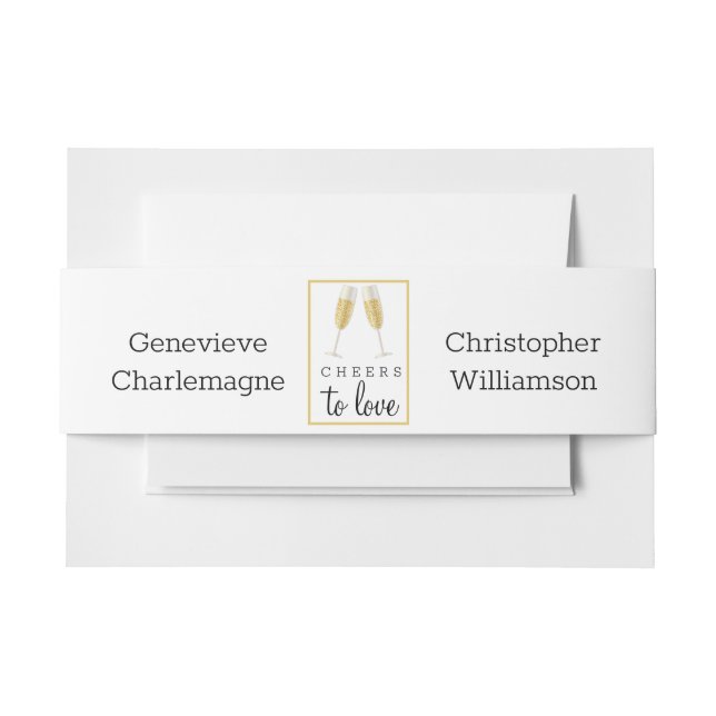Cheers to Love Champagne Toast Wedding   Invitation Belly Band (Front Example)