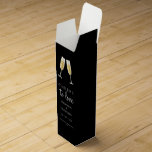 Cheers to Love Champagne Toast Wedding Modern   Wi Wine Box<br><div class="desc">These modern and elegant Cheers to Love wine gift boxes in a classic black colour for weddings, anniversaries, engagement parties, bachelorette parties, and other special events feature two sparkling champagne glasses in a toast to love for a wedding or a wedding anniversary. Personalise this item with your first names, the...</div>