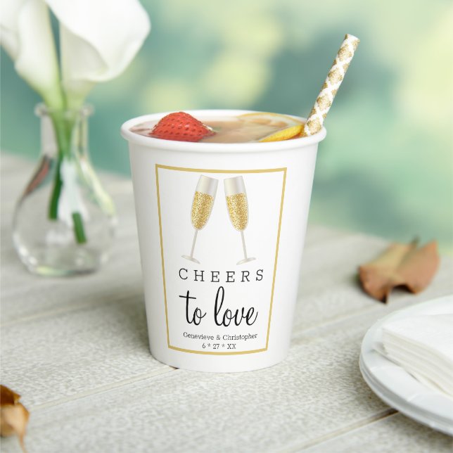 Cheers to Love Champagne Toast Wedding  Paper Cups (Insitu)