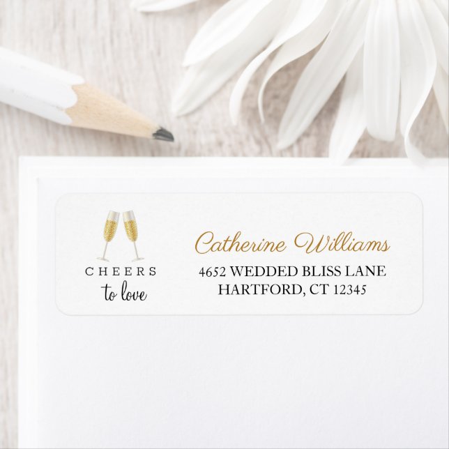 Cheers to Love Chic Champagne Wedding Address (Insitu)