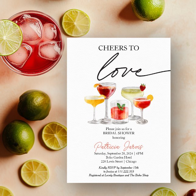 Cheers To Love Cocktail Bridal Shower Party Invitation (Creator Uploaded)