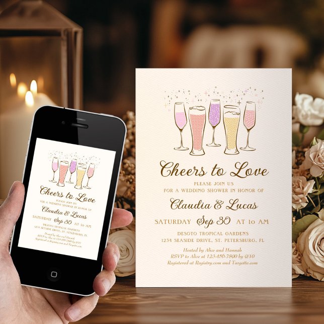 Cheers to Love Couples Coed Bridal Shower Invitati Invitation (Creator Uploaded)