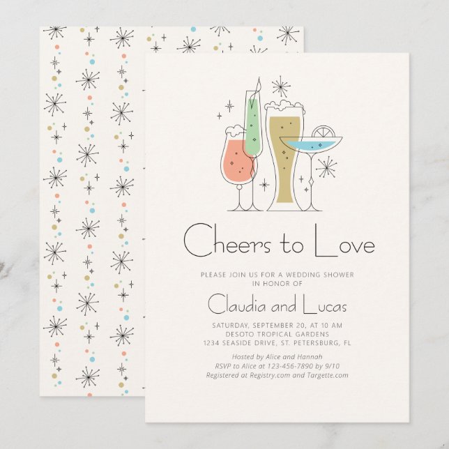 Cheers to Love Couples Wedding Shower Invitation (Front/Back)