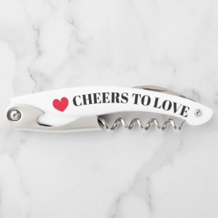 Cheers to love custom wedding couple gift corkscrew