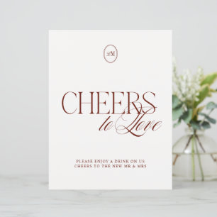 Cheers to Love Deep Terracotta Wedding Sign