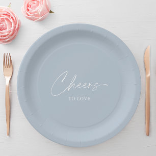 Cheers to Love – Dusty Blue Wedding Paper Plate