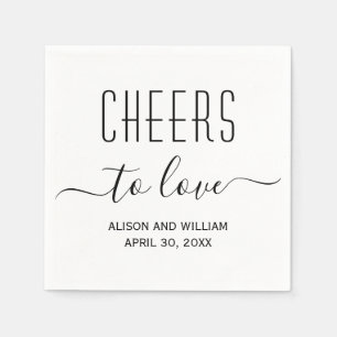 Cheers to love elegant and modern wedding napkin
