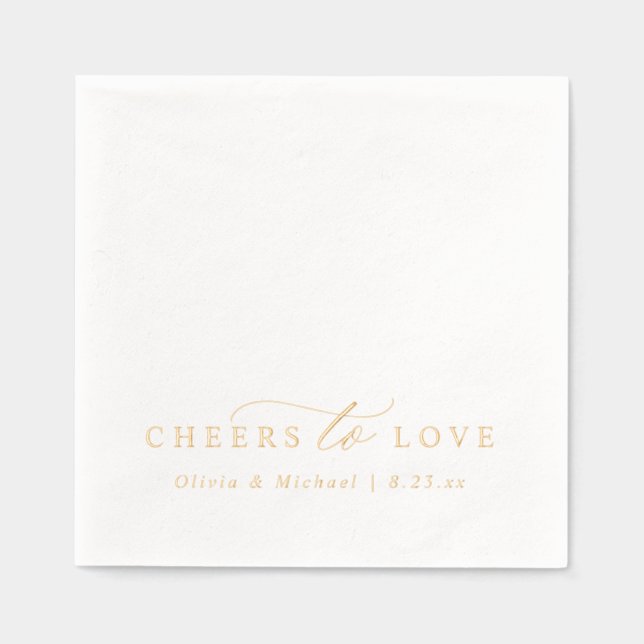 Cheers to Love Elegant Modern Wedding Gold Foil Napkins (Front)