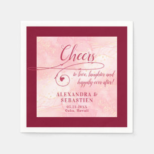 Cheers to Love Elegant Script Burgundy Wedding Napkin