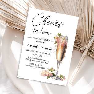 Cheers to love Floral Champagne Bridal Shower Invitation