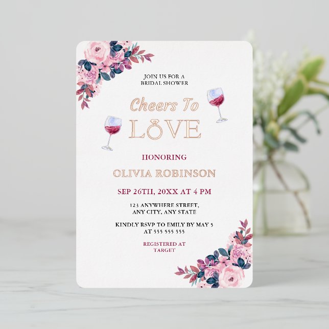 Cheers to Love Floral Wine Theme Bridal Shower (Standing Front)