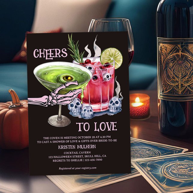 Cheers to Love Gruesome Cocktails Bridal Shower Invitation (Cheers to Love - gruesome cocktails halloween bridal shower invitation by Darling & May)