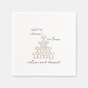 Cheers to Love Hand Drawn Glasses Wedding Napkin