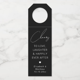 Cheers to love laughter and happily ever after bottle tag