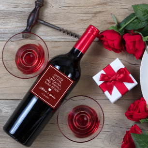 Cheers To Love Laughter Elegant Burgundy Wedding Wine Label
