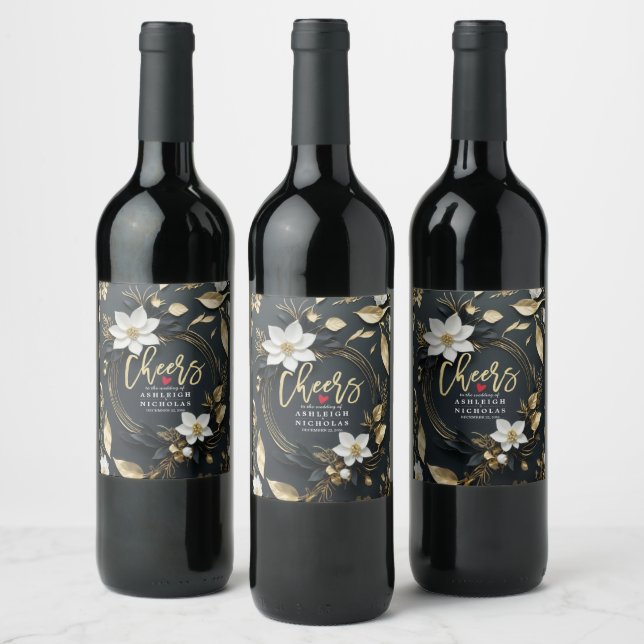 Cheers to Love Laughter Happily Ever After Wedding Wine Label (Bottles)