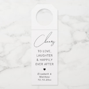 Cheers To Love Laughter   Minimalist Wedding Favou Bottle Tag