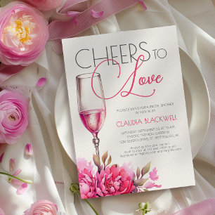 Cheers to Love Magenta Champagne Bridal Shower Invitation
