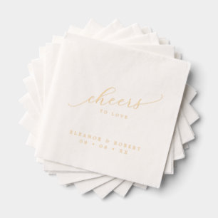 Cheers to Love Minimalist Calligraphy Wedding Foil Napkins