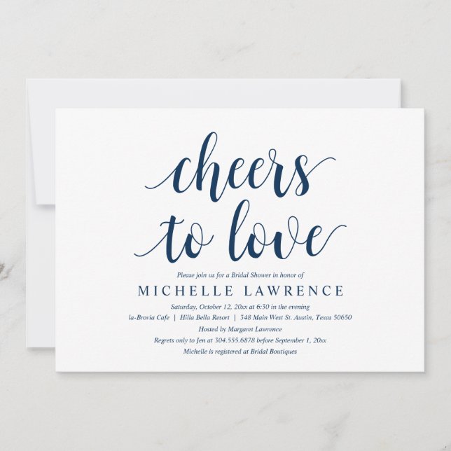 Cheers to love, Modern Bridal Shower Celebration I Invitation (Front)