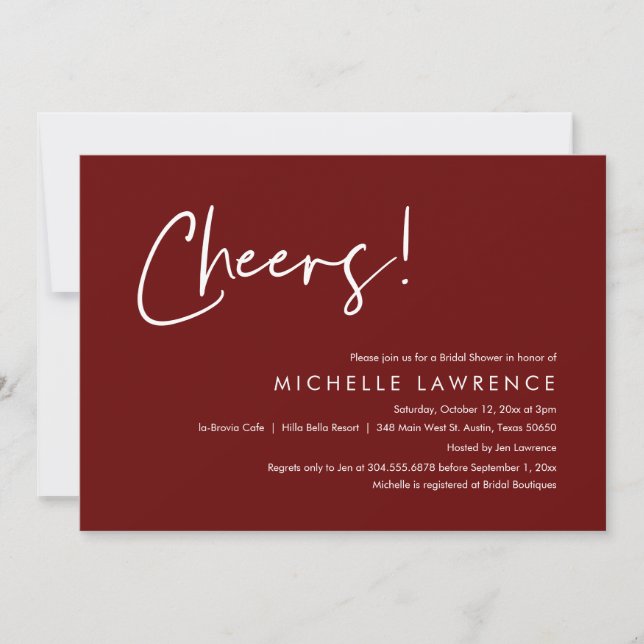 Cheers to love, Modern Casual Bridal Shower  Invit Invitation (Front)