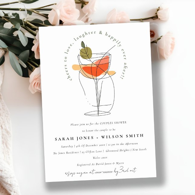 Cheers to Love Modern Cocktail Wine Couples Shower Invitation (Creator Uploaded)