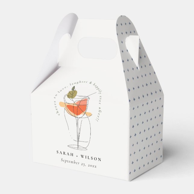 Cheers to Love Modern Cocktail Wine Wedding Favour Box (Front Side)