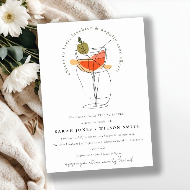 Cheers to Love Modern Cocktail Wine Wedding Shower Invitation (Creator Uploaded)
