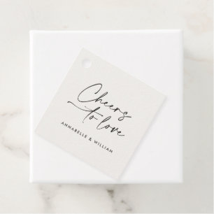 Cheers to love modern minimal script chic wedding favour tags
