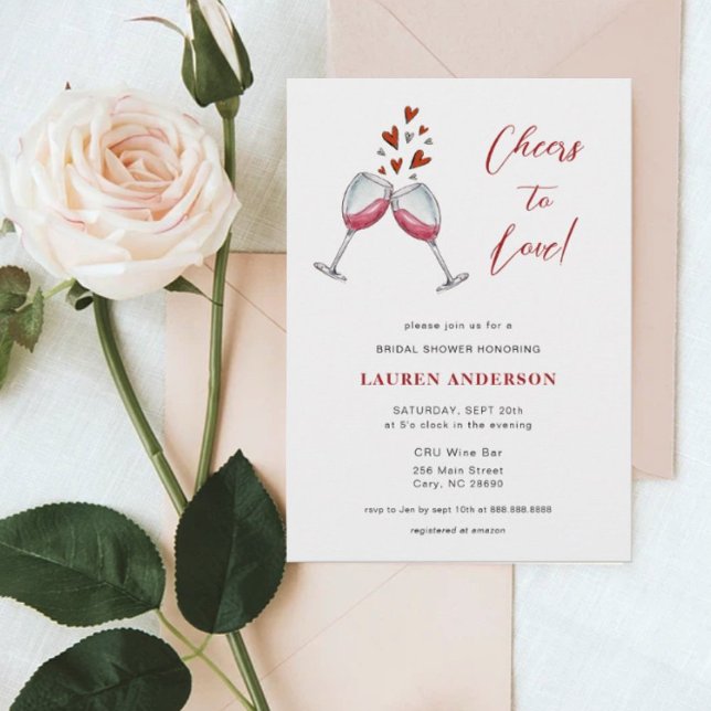 Cheers to Love Modern Wine tasting Bridal Shower Invitation (Creator Uploaded)