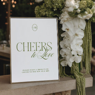 Cheers to Love Olive Green Wedding Sign