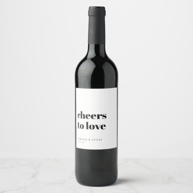 Cheers To Love Personalised Wedding Favours  Wine  Wine Label (Front)