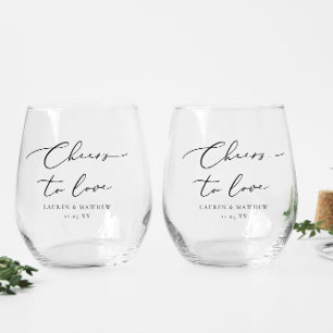 Cheers to Love Personalised Wedding Stemless Wine Glass