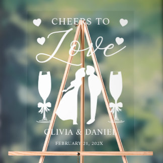 Cheers to Love Personalized Wedding Acrylic Sign