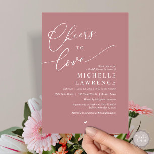 Cheers to love, Romantic Bridal Shower Party Invitation