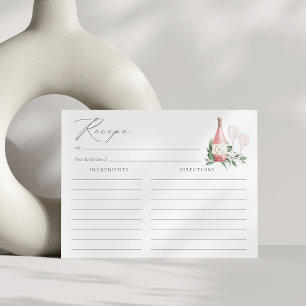 Cheers to Love Rose Wine Bridal Shower Recipe Card