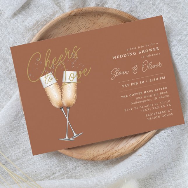 Cheers To Love Rust Bridal Shower  Invitation (Creator Uploaded)