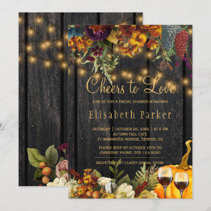 Cheers to Love rustic wine testing bridal shower Invitation