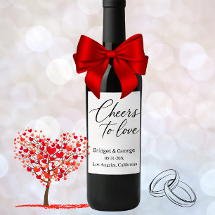 cheers to love script - Elegant Charm  Wine Label