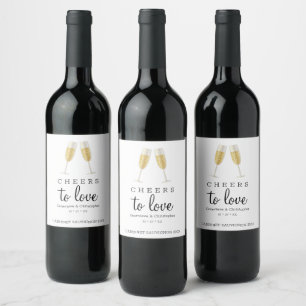 Cheers to Love Sparkling Wine Toast Wedding Modern Label