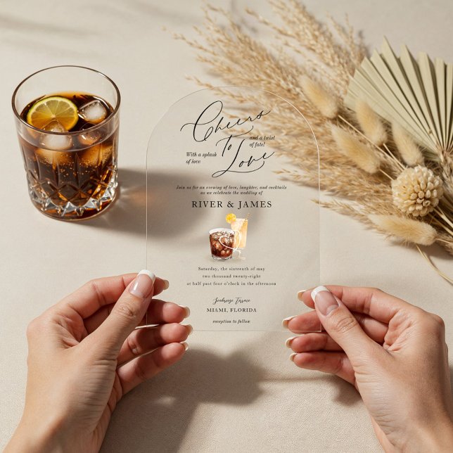 Cheers to Love Watercolor Couples Cocktail Wedding Acrylic Invitations (Cheers to Love Watercolor Couples Cocktail Wedding Acrylic Invitations)