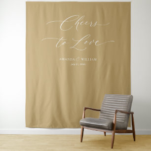  "Cheers to Love"  Wedding Backdrop Tapestry