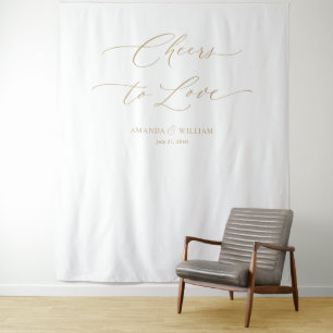 "Cheers to Love" Wedding Backdrop Tapestry