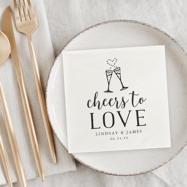 Cheers to Love Wedding Cocktail Napkin (Creator Uploaded)